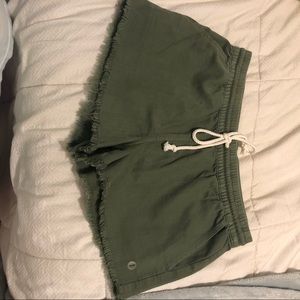 Aerie denim fringe shorts